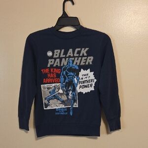 Marvel Y2K Black Panther Comic Strip Navy Cotton Sweatshirt Casual Youth Medium